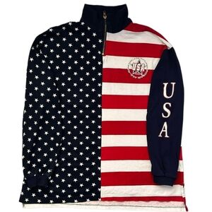 Vintage American flag quarter zip long sleeve shirt medium weight men's Sz med